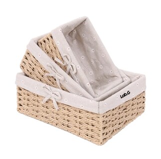 Foto 1 | Foto 1 | ''3 Cestas De Almacenamiento De Mimbre Tejidas A Mano Estantes Beige ''