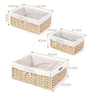 Foto 2 | Foto 2 | ''3 Cestas De Almacenamiento De Mimbre Tejidas A Mano Estantes Beige ''