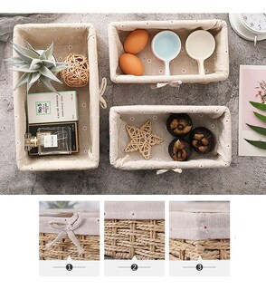 Foto 3 | Foto 3 | ''3 Cestas De Almacenamiento De Mimbre Tejidas A Mano Estantes Beige ''