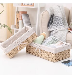 Foto 4 | Foto 4 | ''3 Cestas De Almacenamiento De Mimbre Tejidas A Mano Estantes Beige ''