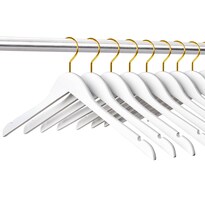 Perchas De Madera Amber Home Blancas Con Gancho Dorado Paquete De 24 - Venta Internacional.