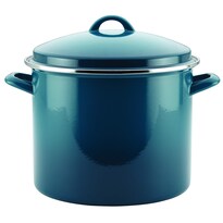 Maceta Rachael Ray Esmaltada Sobre Acero 12 Litros Con Tapa Azul Marino - Venta Internacional.