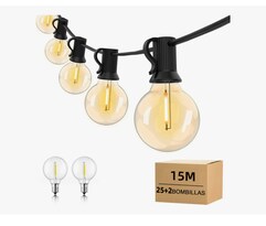 Guirnalda De Leds 25+2 Bombilla Foco Vintage Impermeable