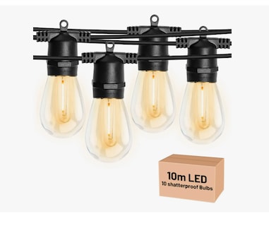 Foto 1 | Foto 1 | Guirnalda De Luces Exterior Vintage Impermeable 10m 3 Modos