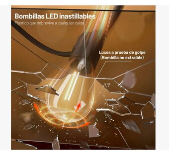 Foto 3 | Foto 3 | Guirnalda De Luces Exterior Vintage Impermeable 10m 3 Modos