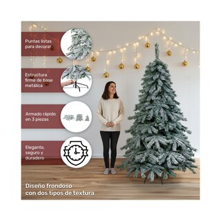 Foto 4 | Foto 4 | Arbol Navidad Nevado 2.10m Pino Navideño Ramas Escarchadas Jardimex