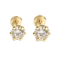 Broqueles Mancini Redondos Zirconia Blanca