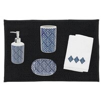 Juego Accesorios Para Baño Coprire Crisolla Cerámica 5 Pzas Tapete Azul Marino