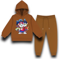 Conjunto De Pants Con Sudadera Tommy Boy Camel Con Capucha Para Niño