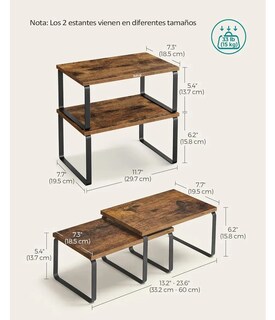Foto 2 | Foto 2 | ''juego De 2 Organizadores De Cocina De Madera Apilables Multifuncionales Y Expandibles ámbar Marrón ''