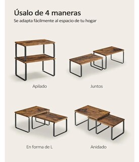Foto 3 | Foto 3 | ''juego De 2 Organizadores De Cocina De Madera Apilables Multifuncionales Y Expandibles ámbar Marrón ''