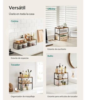 Foto 4 | Foto 4 | ''juego De 2 Organizadores De Cocina De Madera Apilables Multifuncionales Y Expandibles ámbar Marrón ''