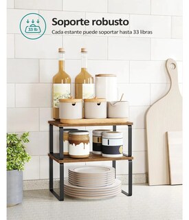 Foto 5 | Foto 5 | ''juego De 2 Organizadores De Cocina De Madera Apilables Multifuncionales Y Expandibles ámbar Marrón ''