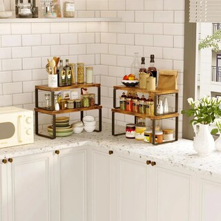 Foto 6 | Foto 6 | ''juego De 2 Organizadores De Cocina De Madera Apilables Multifuncionales Y Expandibles ámbar Marrón ''