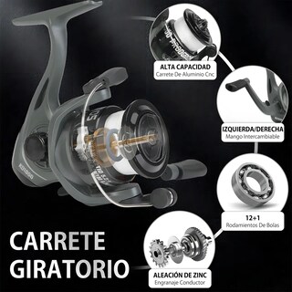 Foto 4 | Foto 4 | ''juego Caña De Pescar Telescópicas Con Carrete Señuelos 1.8m Color Negro Gris ''