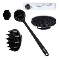 ''Set De Cepillos Belug De Silicona Para El Baño La Cara Y El Pelo Color Negro ''