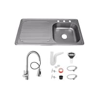 Fregadero de Empotrar Kadinox+ 100x50cm Acero Inoxidable con Kit Premium y Escurridor Izquierdo