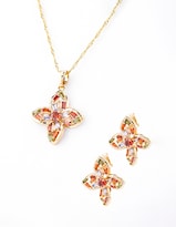 Set De Arete Y Collar En Forma De Flor En Tonos Fuertes The Golden Store Chapa De Oro De 18k