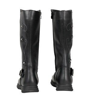 Foto 4 | Foto 4 | Bota Larga De Piel Para Niña Bordado Flores Con Hebilla Comoda Ligera Antiderrapante Moda