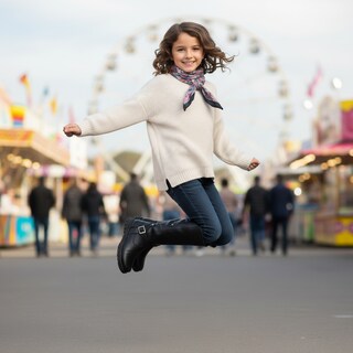 Foto 7 | Foto 7 | Bota Larga De Piel Para Niña Bordado Flores Con Hebilla Comoda Ligera Antiderrapante Moda