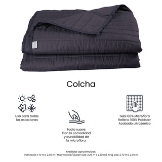 Foto 7 | Foto 7 | Colcha Trinity Color Azul Marino Individual + Almohada Trinity