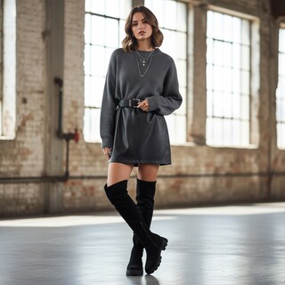 Foto 5 | Foto 5 | Botas Largas De Gamuza Sintética Negra Para Mujer Modernas Y Cómodas Juvenil Moda Y Estilo Plataforma