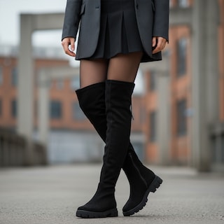 Foto 6 | Foto 6 | Botas Largas De Gamuza Sintética Negra Para Mujer Modernas Y Cómodas Juvenil Moda Y Estilo Plataforma