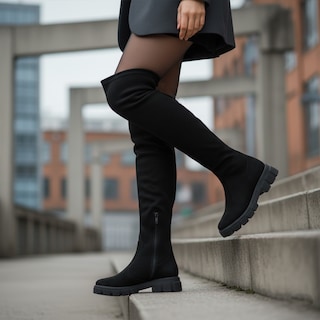 Foto 7 | Foto 7 | Botas Largas De Gamuza Sintética Negra Para Mujer Modernas Y Cómodas Juvenil Moda Y Estilo Plataforma