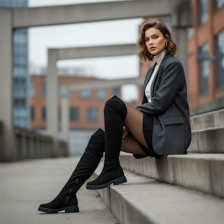 Foto 8 | Foto 8 | Botas Largas De Gamuza Sintética Negra Para Mujer Modernas Y Cómodas Juvenil Moda Y Estilo Plataforma