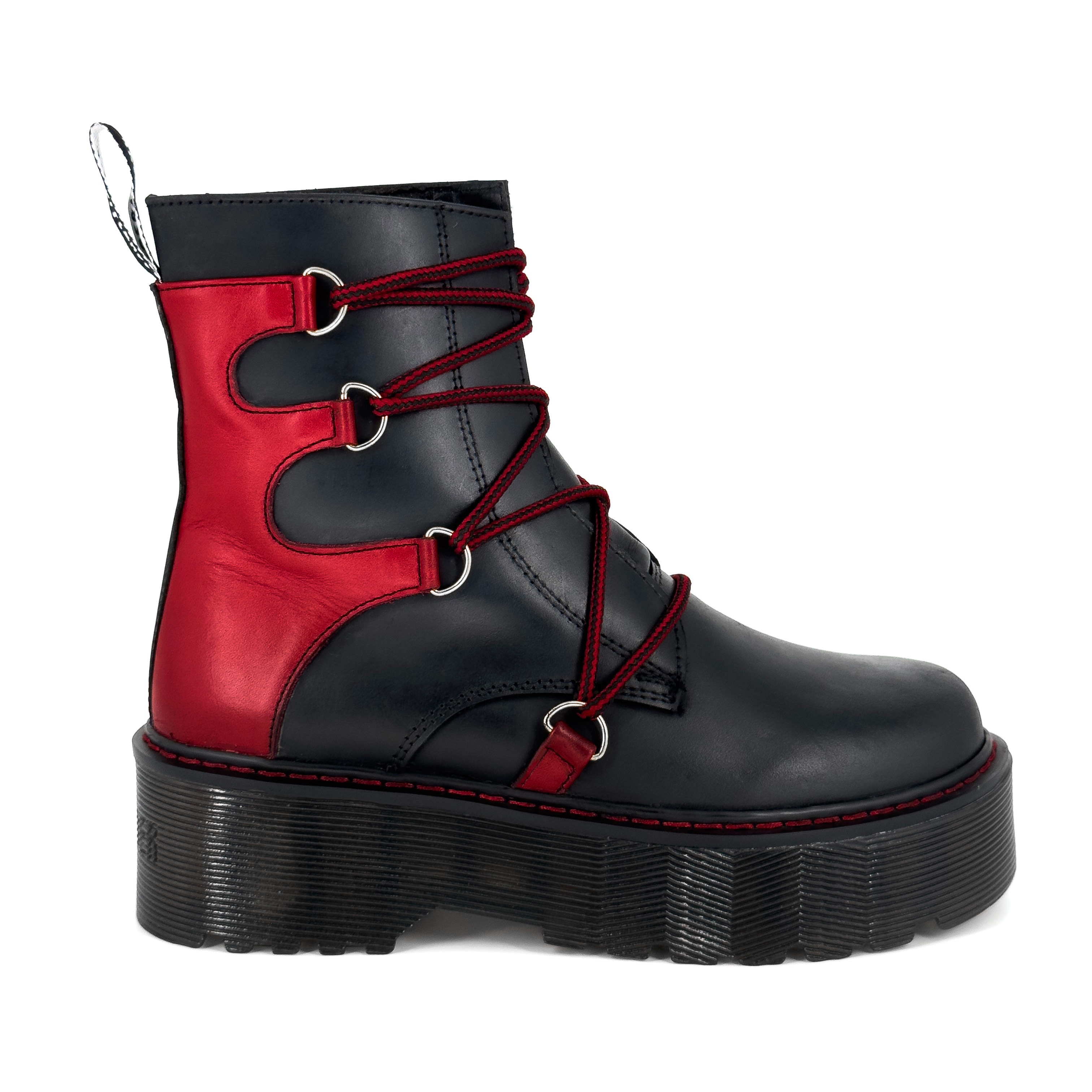 Botas Offlander Tipo Militar Rhapsody Chunky Piel Crazy Negras para Mujer