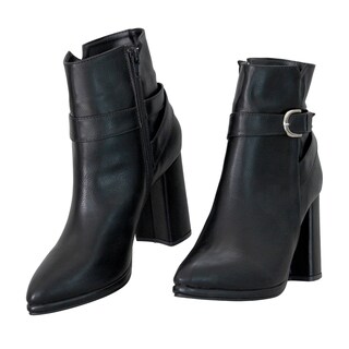 Foto 2 | Foto 2 | Elegantes Botines Negros De Tacon Ancho Con Hebilla Decorativa Moda Tendencia Juvenil Chic Estilo