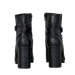 Foto 3 | Foto 3 | Elegantes Botines Negros De Tacon Ancho Con Hebilla Decorativa Moda Tendencia Juvenil Chic Estilo