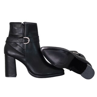 Foto 4 | Foto 4 | Elegantes Botines Negros De Tacon Ancho Con Hebilla Decorativa Moda Tendencia Juvenil Chic Estilo