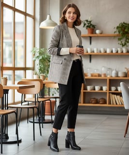 Foto 5 | Foto 5 | Elegantes Botines Negros De Tacon Ancho Con Hebilla Decorativa Moda Tendencia Juvenil Chic Estilo