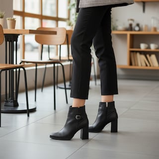 Foto 7 | Foto 7 | Elegantes Botines Negros De Tacon Ancho Con Hebilla Decorativa Moda Tendencia Juvenil Chic Estilo