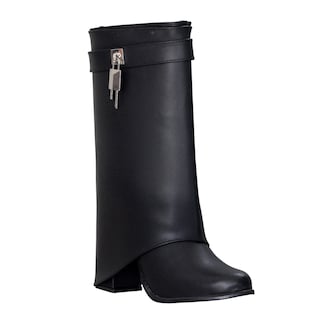 Foto 1 | Foto 1 | Botas Altas Negras Con Candado Desmontable Tacon Ancho Estilo Chic Juvenil