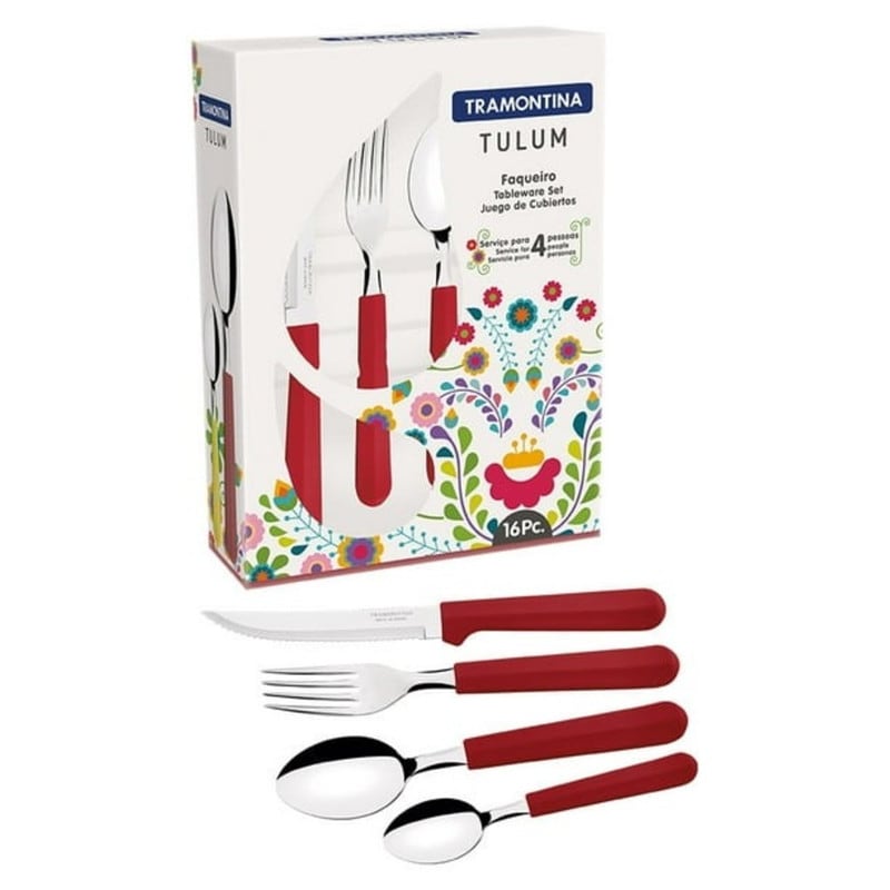 Jgo De Cubiertos Tramontina Mod Tulum 16 Pzas Rjo 32300419