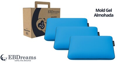 Foto 1 | Foto 1 | Paquete 3 Almohadas Ebdreams Mold Gel Azul Air Sense Estandar Suave Ergonómica Bambú El Bazar Store