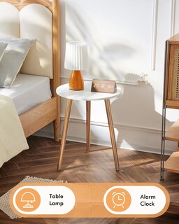 Foto 2 | Foto 2 | Set De Mesa Auxiliar Apicizon Con Patas De Madera Blanca 42 Cm Y 52 Cm - Venta Internacional.