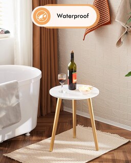 Foto 4 | Foto 4 | Set De Mesa Auxiliar Apicizon Con Patas De Madera Blanca 42 Cm Y 52 Cm - Venta Internacional.