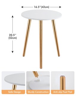 Foto 5 | Foto 5 | Set De Mesa Auxiliar Apicizon Con Patas De Madera Blanca 42 Cm Y 52 Cm - Venta Internacional.