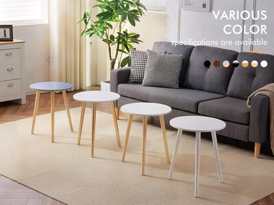 Foto 7 | Foto 7 | Set De Mesa Auxiliar Apicizon Con Patas De Madera Blanca 42 Cm Y 52 Cm - Venta Internacional.