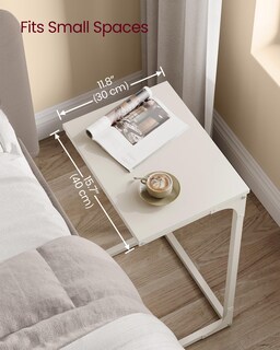 Foto 4 | Foto 4 | Mesa Auxiliar Vasagle En Forma De C Color Blanco Crema 30 X 40 X 67 Cm - Venta Internacional.