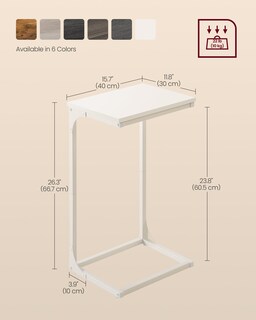 Foto 6 | Foto 6 | Mesa Auxiliar Vasagle En Forma De C Color Blanco Crema 30 X 40 X 67 Cm - Venta Internacional.