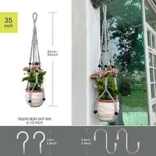 Foto 3 | Foto 3 | Colgador De Macramé Para Plantas Rifny 89 Cm Paquete De 3 Ganchos Grises - Venta Internacional.