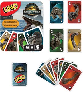 Foto 5 | Foto 5 | Juego De Cartas Mattel Games Uno Jurassic World Rebirth En Lata - Venta Internacional.