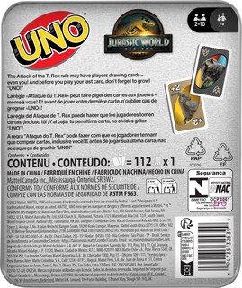 Foto 6 | Foto 6 | Juego De Cartas Mattel Games Uno Jurassic World Rebirth En Lata - Venta Internacional.