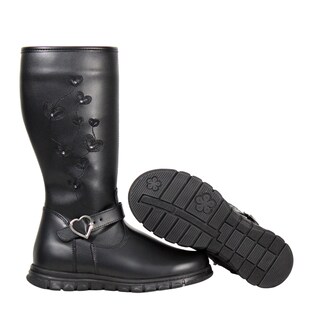 Foto 6 | Foto 6 | Bota Larga De Piel Para Niña Bordado Corazones Con Hebilla Comoda Ligera Antiderrapante Moda