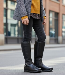 Foto 7 | Foto 7 | Bota Larga De Piel Para Niña Bordado Corazones Con Hebilla Comoda Ligera Antiderrapante Moda