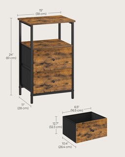 Foto 6 | Foto 6 | Mesita De Noche Vasagle De Mesa 2 Unidades Con Cajones De Tela 61 Cm - Venta Internacional.